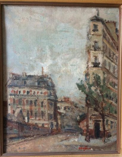 null ECOLE DU XXe siècle : 
Rue de Paris
Huile sur toile, signée en bas à droite.
41...
