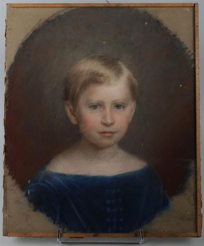 null Claire COSSON, active au XIXe siècle : 
"Portrait d'enfant en buste"
Pastel...