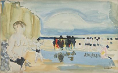 null GARBELL Alexandre Sascha (1903-1970)
Scène de plage 
Gouache et mine de plomb...