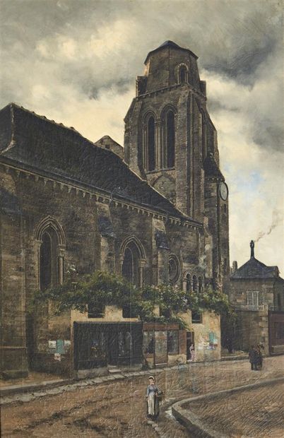 null Jules-Gontran LEJOUTEUX (?-1916)
Vue de l' Église Saint-Germain de Bourgueil
Huile...