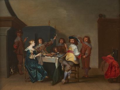null Attribué à Christofell Jacobsz VAN DER LAMEN (1606-1651) 
Le Banquet dans un...