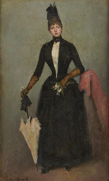 null Jean BERAUD (1849-1935)
L'élégante au parapluie
Huile sur toile, signée en bas...
