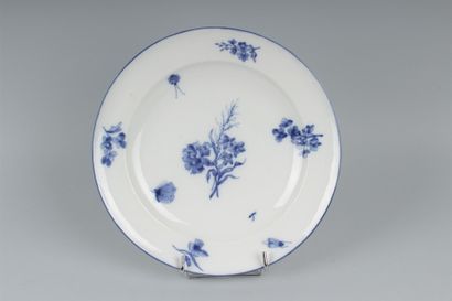 null CHANTILLY
Assiette en porcelaine tendre à décor en camaïeu bleu d'un bouquet...