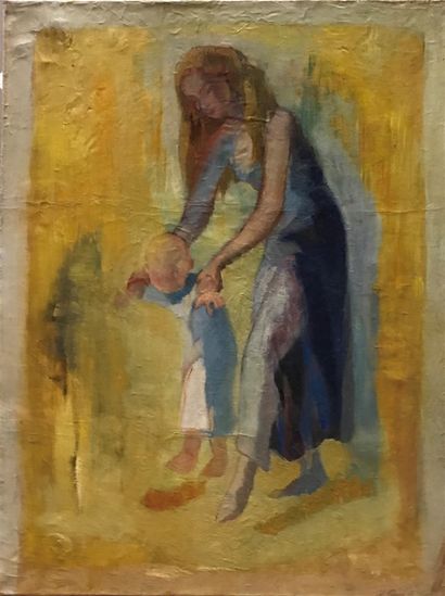 null Lucienne TESSIER DU CROS (XX)
Femme et enfant 
Huile sur toile, signée en bas...