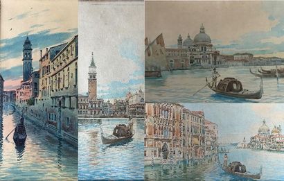 null E. NEVE 
Quatre vues de Venise. 
Aquarelles. 
31,5 x 15,5 cm