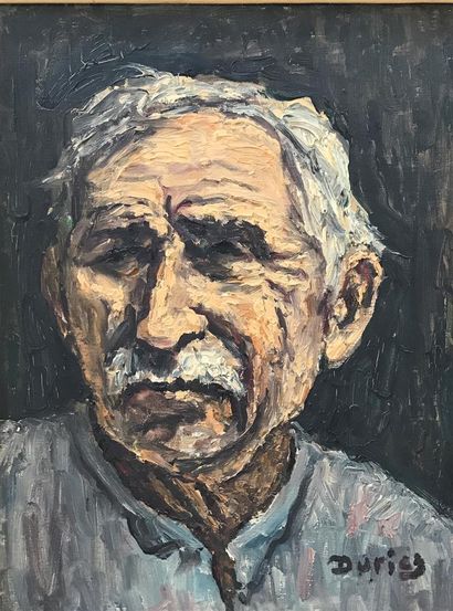 null Julien DURIEZ (1900-1993) : 
Portrait d'homme à la moustache, signée en bas...