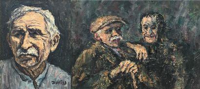 null Julien DURIEZ (1900-1993) : 
Portrait d'homme à la moustache, signée en bas...