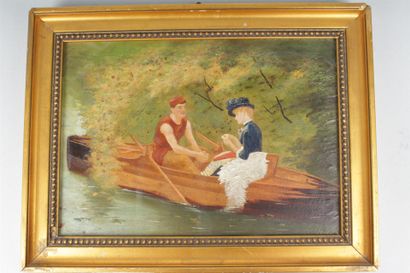 null ANONYME
Scène galante dans une barque
Huile sur bois.
13 x 18 cm