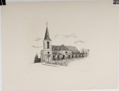 null A. RENOUX (XXème siècle)
Eglise
Gravure numérotée 31/40 en bas à gauche et signée...