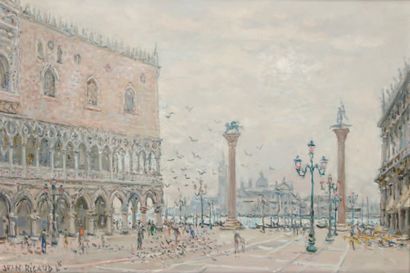 Jean RIGAUD (1912-199) « La Piazzetta ». Huile sur toile signée en bas à gauche,...