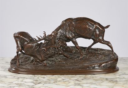 null Pierre-Jules MÈNE (1810-1879) :
Le combat de cerfs
Epreuve en bronze à patine...