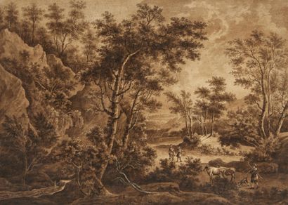 null ECOLE ALLEMANDE du XVIIIe siècle
Chasseur et pêcheur dans un bois
Plume et encre...