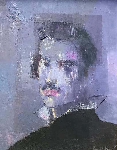 null Lancelot NEY (1900-1965)
Portrait d'homme sur fond violet 
Huile sur toile,...