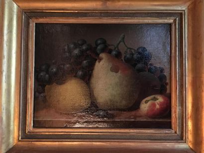 null Léon LAHOGUE (XIXe) 
Natures mortes aux fruits 
Deux huiles sur toile formant...