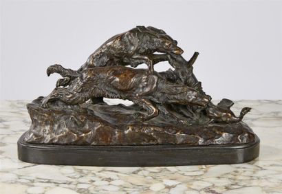 null Pierre-Jules MÈNE (1810-1879) :
Chasse au canard 
Epreuve en bronze à patine...