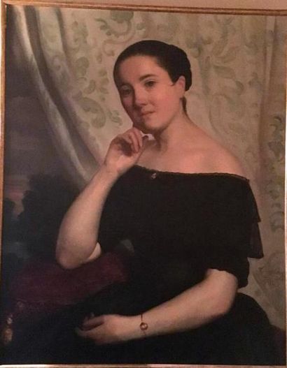 null Antoine DURY (1819-c.1896)
Portrait de femme 
Huile sur toile signée et datée....