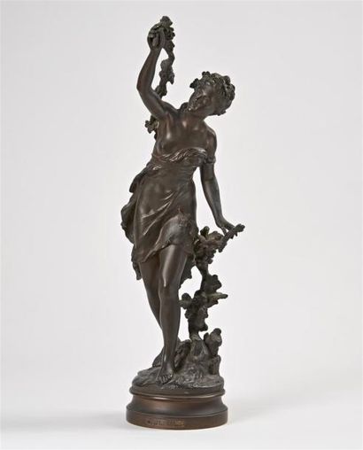 null Mathurin MOREAU (1822-1912) : 
"La vigne" 
Epreuve en bronze à patine noire...