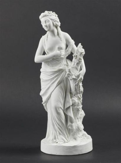 null SÈVRES
Figure en biscuit de porcelaine dure représentant l'Amitié, une jeune...