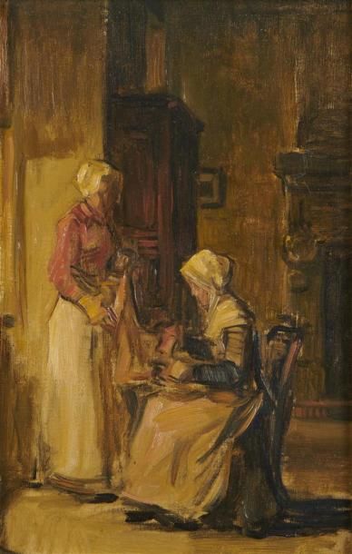 null Joseph BAIL (Limonest 1862 - Paris 1921)
Deux servantes couturières près d'une...