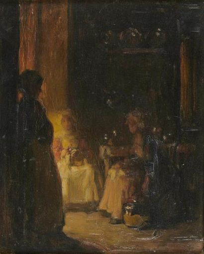 null Joseph BAIL (Limonest 1862 - Paris 1921)
Trois femmes dans un intérieur
Panneau,...