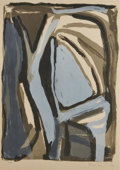 null Bram VAN VELDE (1895-1981)
Composition bleue
Estampe en couleurs, justifiée...
