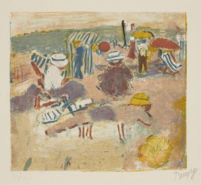 null Jean POUGNY (1892-1956)
Scène de plage
Lithographie en couleurs, numérotée 170/200...