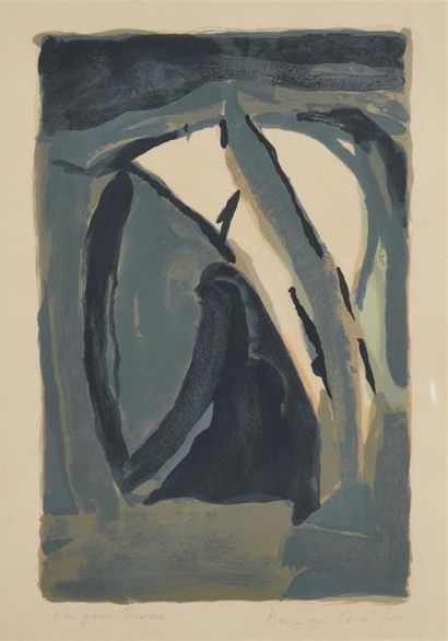 null Bram VAN VELDE (1895-1981)
Composition bleue
Estampe en couleurs, justifiée...