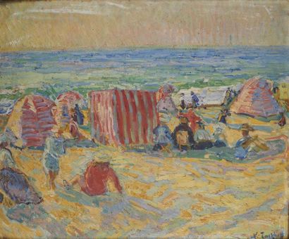 null Nicolas TARKHOFF (1871-1930)
La plage
Huile sur carton, signé en bas à droite.
54...
