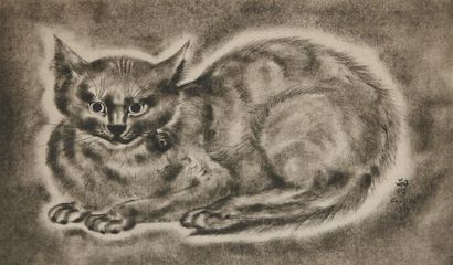 null Tsuguharu FOUJITA (1886-1968) 
Le chat au grelot
Eau forte, signée dans la planche;
31...