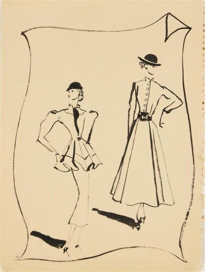 null Christian Jacques BERARD (1902-1949)
Deux élégantes
Encre sur papier.
37 x 26.5...