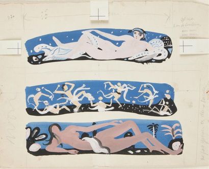 null André DERAIN (1880-1954)
Projet de frises avec baigneuses
Gouache sur papier.
24.5...
