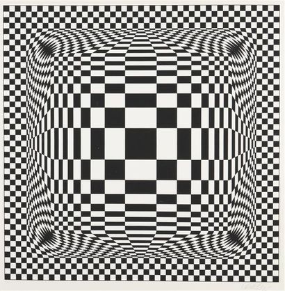 null Victor VASARELY (1906-1997)
Composition cinétique (noir blanc)
Lithographie,...