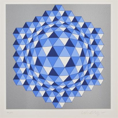 null Victor VASARELY (1906-1997))
Composition cinétique (bleu argent)
Lithographie...