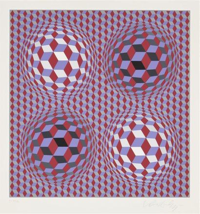 null Victor VASARELY (1906-1997))
Composition cinétique (rouge gris)
Lithographie...