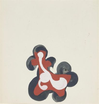 null André DERAIN (1880-1954) 
Motif noir rouge blanc
Gouache sur papier.
26 x 26...