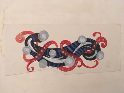 null André DERAIN (1880-1954) 
Projet de motif
Gouache sur papier.
14x 26 cm environ
Ancienne...
