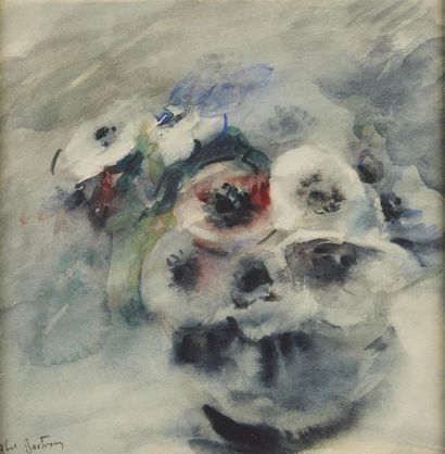 null Abel BERTRAM (1871-1954)
Bouquet d'anémones
Aquarelle, signée en bas à gauche.
25...