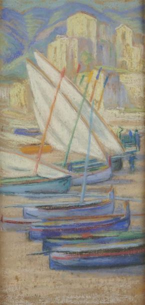 null Augustin HANICOTTE (1870-1957)
Les balancelles sur la plage de Collioures, circa...