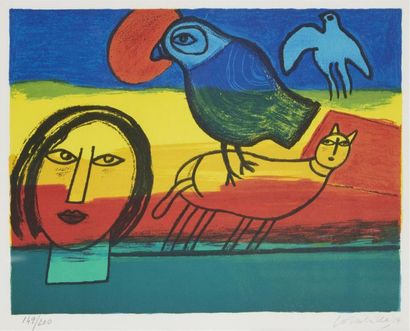 null CORNEILLE (1922-2010)
Chat et oiseau
Estampe en couleurs, numérotée 149/200...