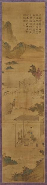 null CHINE - XIXe siècle
Ensemble de 8 peintures, encre et couleurs sur soie, représentant...