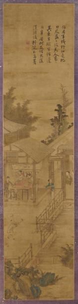 null CHINE - XIXe siècle
Ensemble de 8 peintures, encre et couleurs sur soie, représentant...