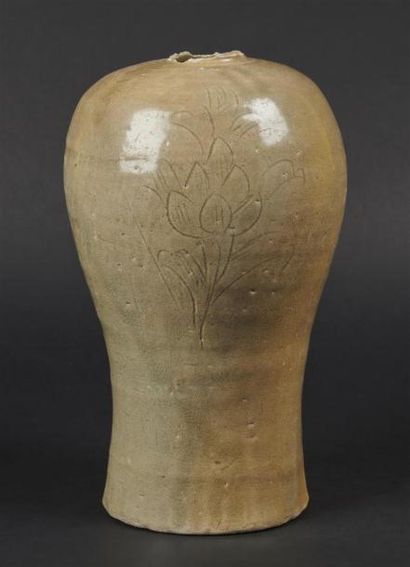 null COREE - Période CHOSEON (1392 - 1897)
Vase balustre en grès émaillé céladon...
