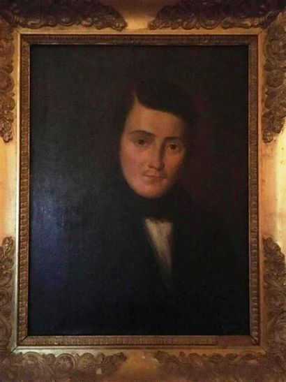 null ECOLE FRANCAISE du XIXe siècle 
Portrait d'homme 
Huile sur toile. 
H. 34 cm...
