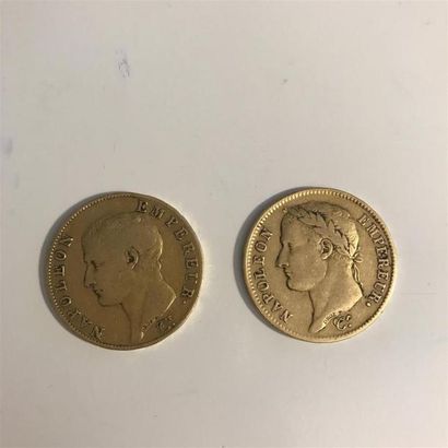 null DEUX MONNAIES : Deux pièces de 40 francs or An 13 et 1810. 