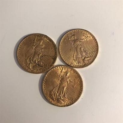 null 3 pièces 20 dollars américains or Gaudens 1922..