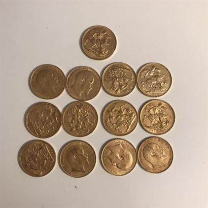 null 13 pièces de 10 souverains or. 