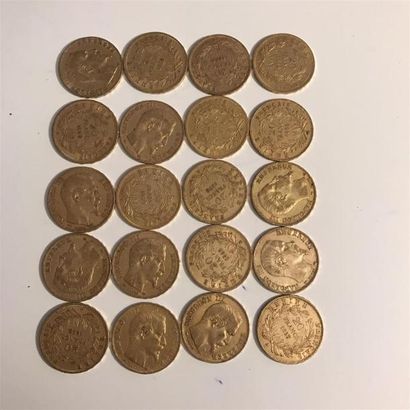 null 20 pièces de 20 francs or Napoléon III non lauré. 