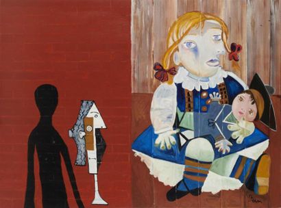 null Bernard STERN (1920-2002)
Picasso au mur XIV - Portrait de Maya avec sa poupée...