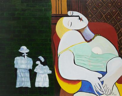 null Bernard STERN (1920-2002)
Picasso au mur III - Le rêve 
Signé en bas à droite...