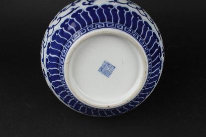 null CHINE - 
Vase en porcelaine à décor en bleu sous couverte, deux anses au col....